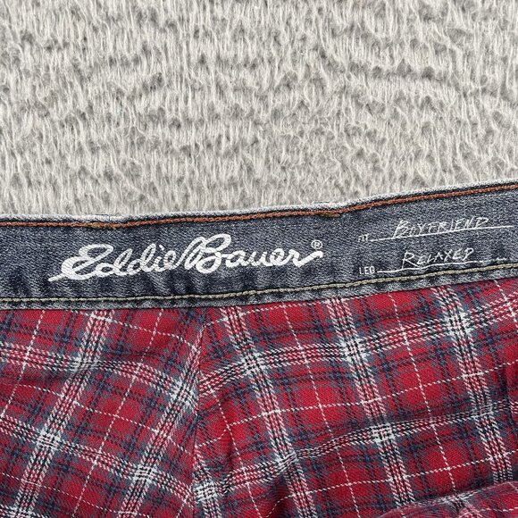 Eddie Bauer Thermal Jeans Womens 14 Plaid Lined Light Wash Denim - Picture 3 of 9